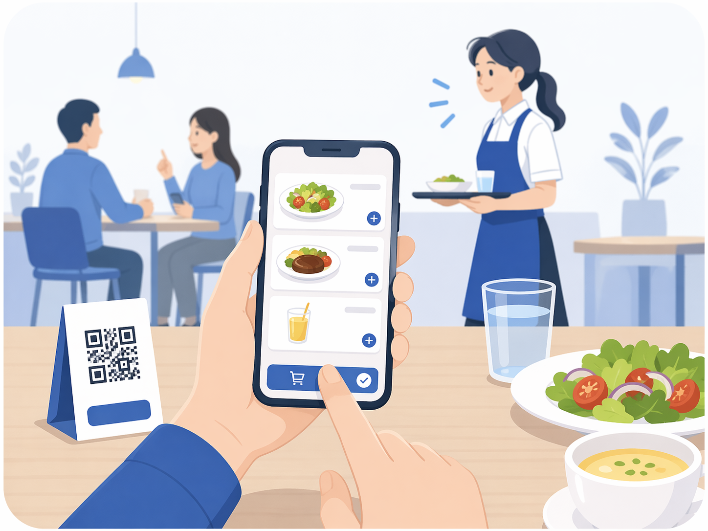 お客様のスマホから注文、ホール負担を軽減