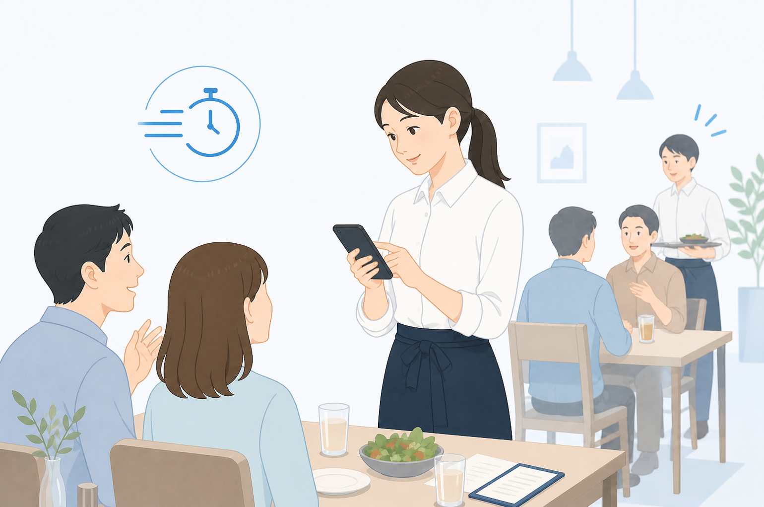 注文対応を減らし、ホール負担を軽減